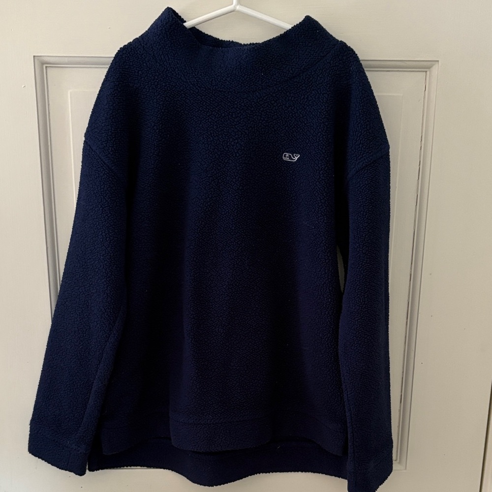 Vineyard Vines Navy Blue Girls lightweight fleece Turtleneck Sweater